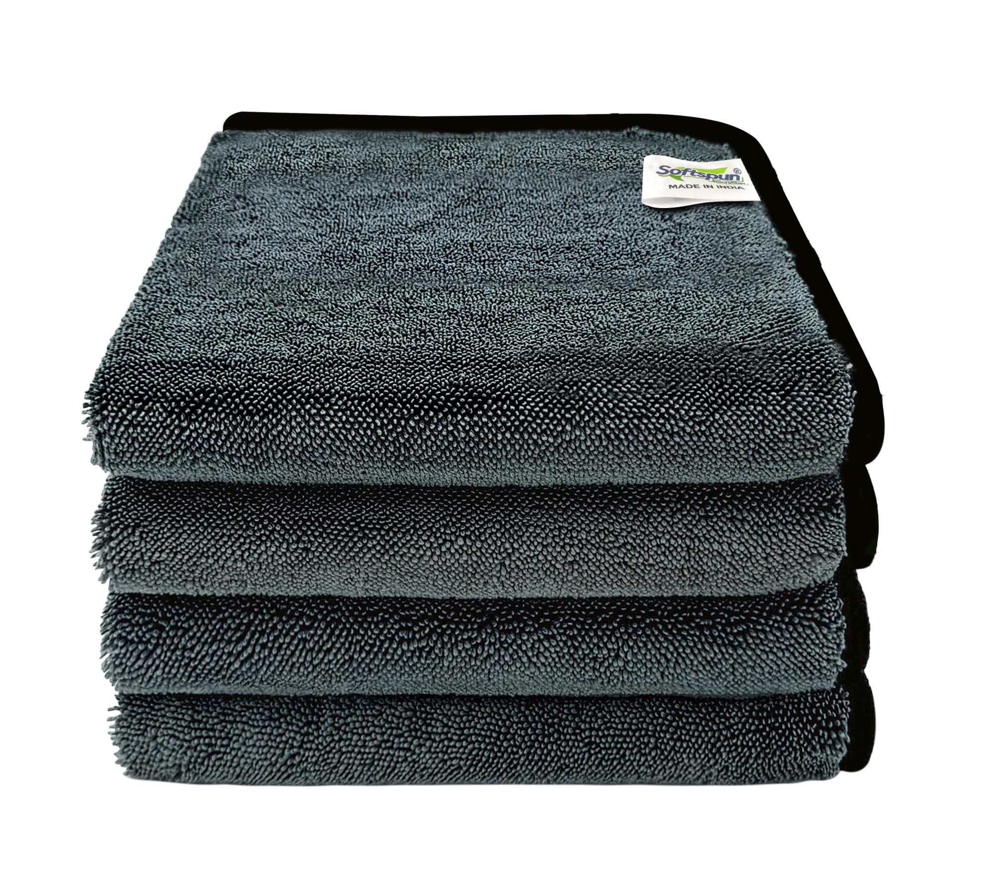 SOFTSPUN Microfiber Cloth for Home - 800 GSM, 40X40 cms, 4 Pcs, Grey Twisted Loop Super Absorbent Towel - Highly Absorbent Lint and Streak Free Multi Purpose Wash Cloth for Kitchen.…… (B0CGNRWPRC) Amazon Price History, Amazon Price Tracker
