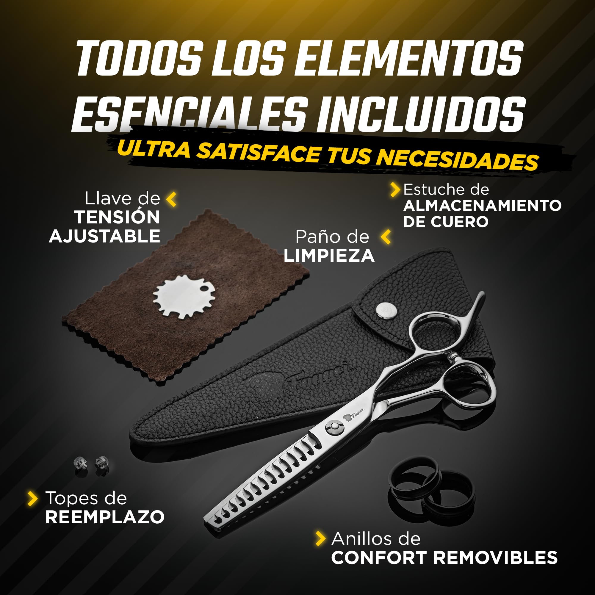 Fagaci Tijeras Peluqueria Entresacar, Dientes en T Texturizadoras 440C | Reduce el volumen del cabello hasta un 50%, Dientes en T para un agarre superior, Afilado en varias etapas, filo duradero