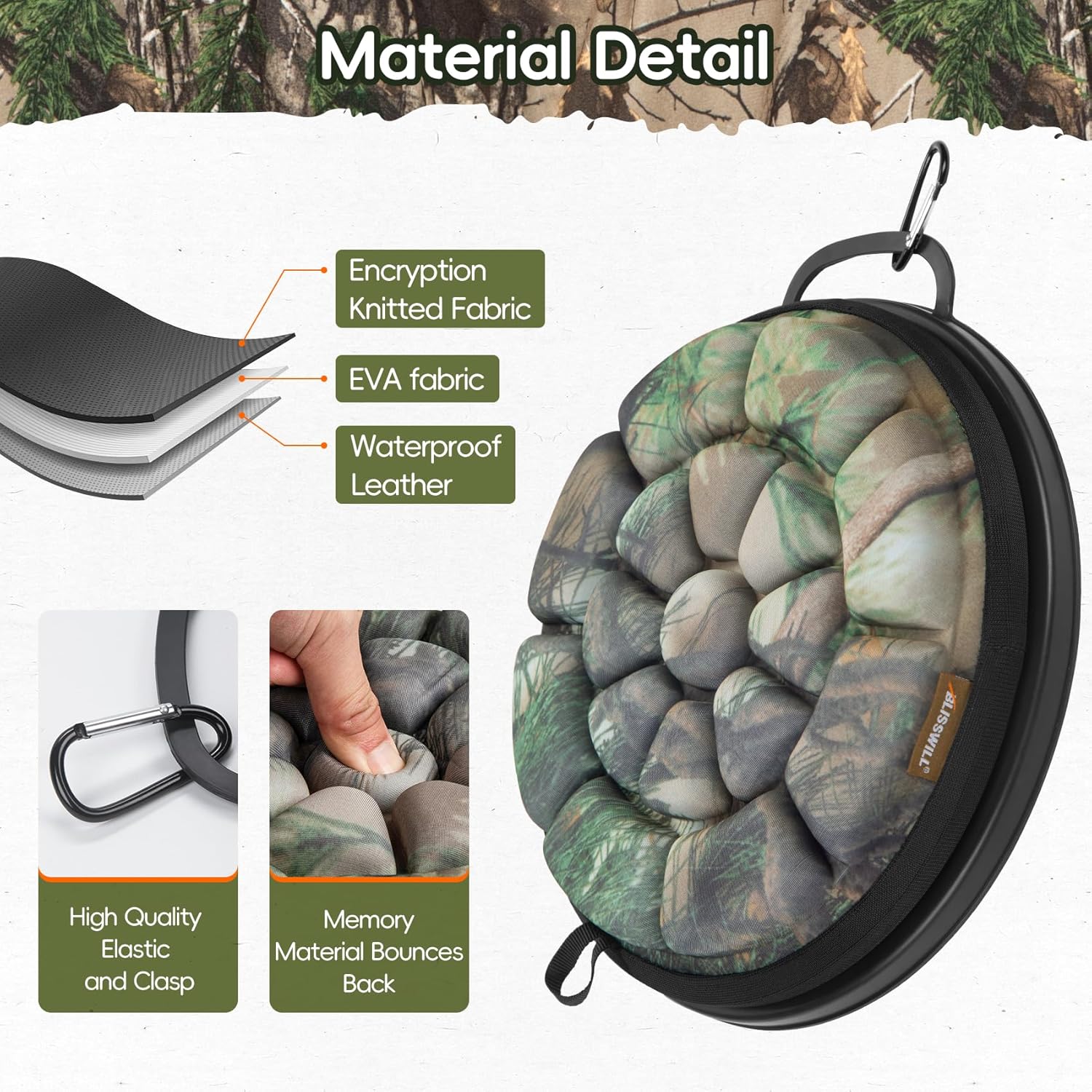 BLISSWILL Outdoor 5 Gallon Bucket Seat - 360° Swivel, Comfortable Foam Cushion for Hunting, Fishing, Gardening, Camping sportsman's Bucket lid