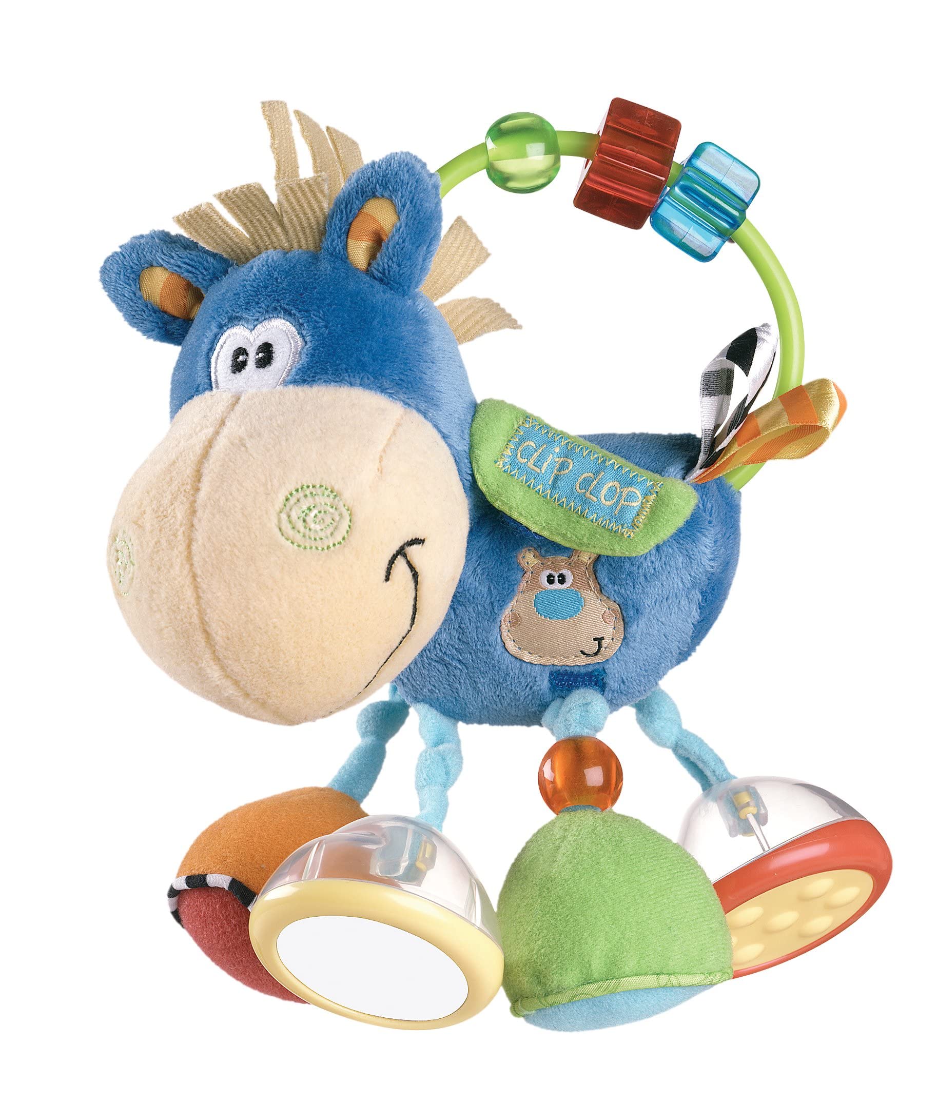 Bright Starts, Disney Baby & Playgro 101145 Plüschrassel Pferd, Lernspielzeug, Ab 3 Monaten, BPA-frei, Playgro Toy Box Pferd Klipp Klapp, Blau/Bunt, 40016, 15 x 6 x 20 cm