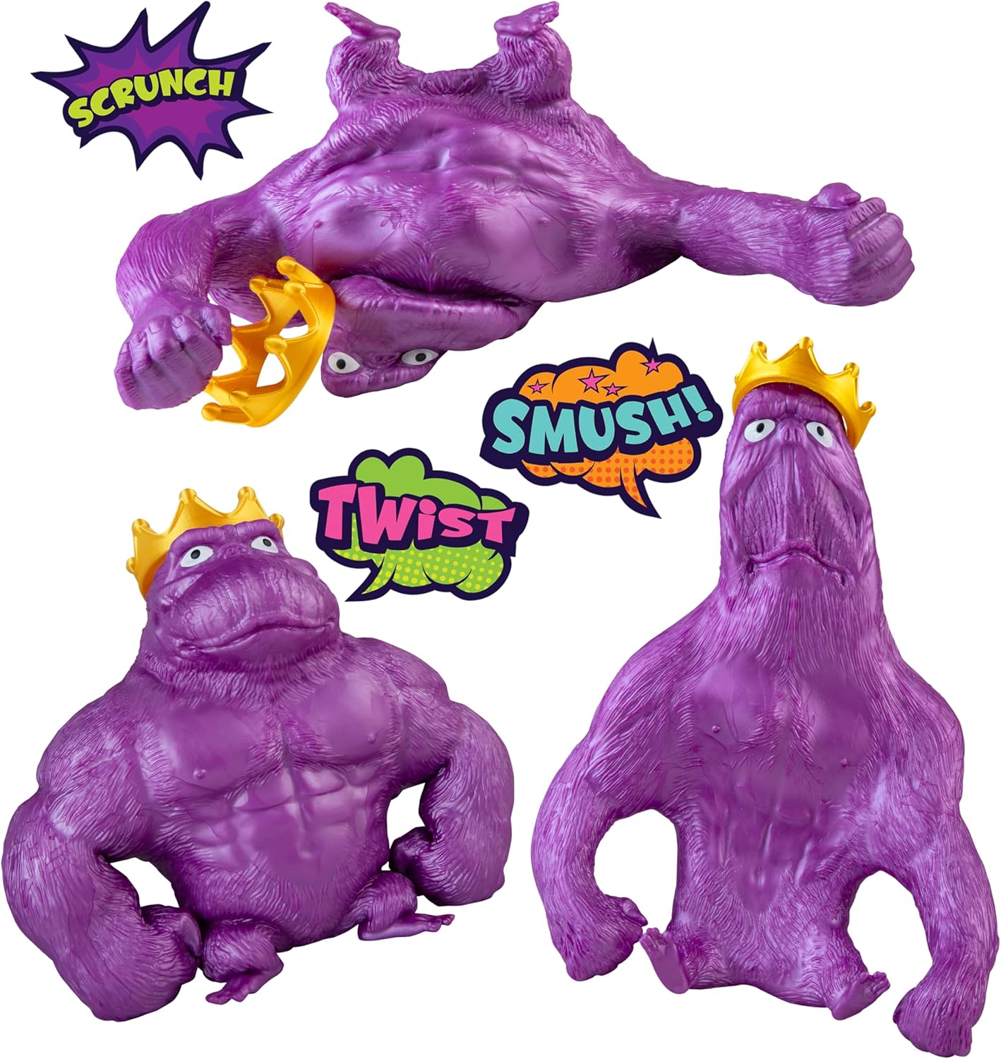 ORB Royal Funkee Monkee Jumbo Squishy Monkey Toy - Numbered Limited Edition (2500 Produced) - Big 4.5 Pound Metallic Purple Stretchy Gorilla - Collectible Splat Monkey Stress Toy for Kids and Adults
