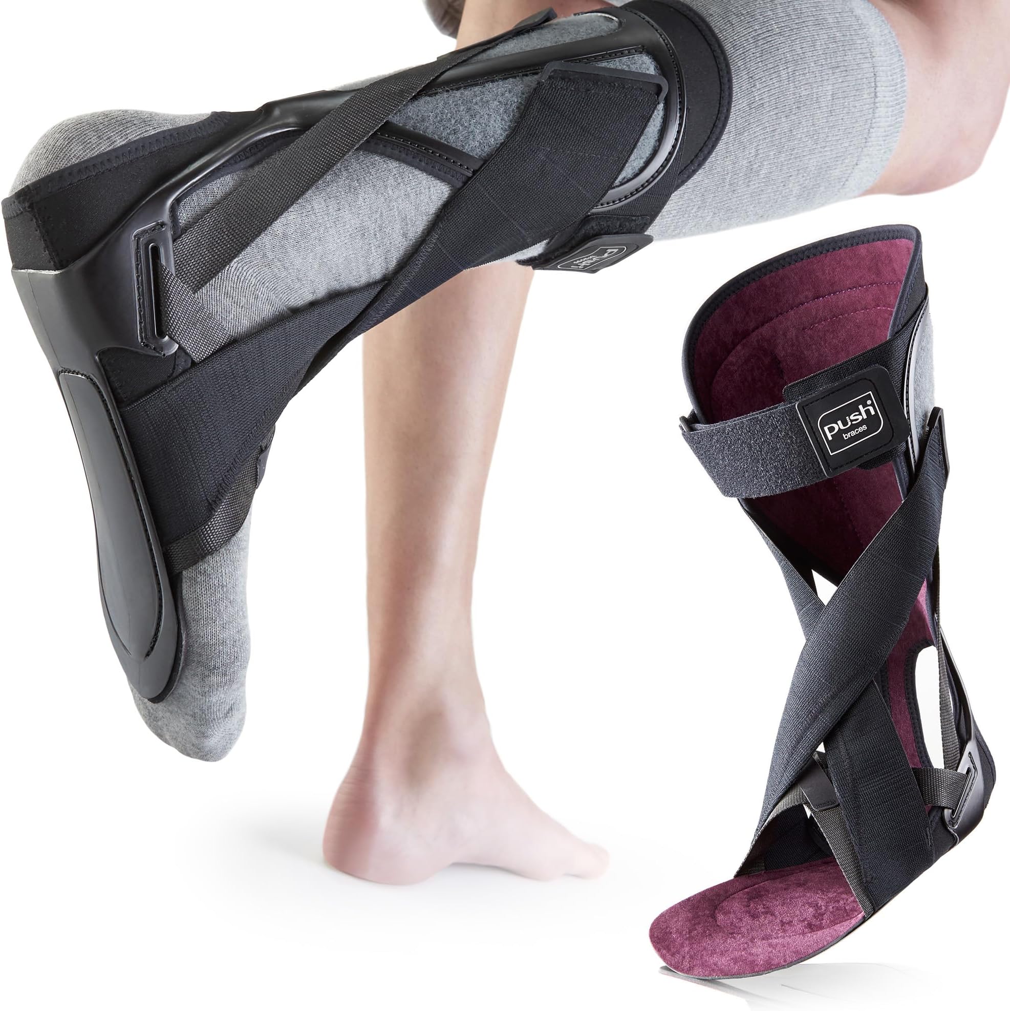 PUSH Foot Drop Brace - AFO Brace Helps Raise Shoes, Drop Foot Splint for Ankle Joint - Support Nerve Injury, Position, Relieve Pressure, Ankle & Foot Orthosis - Left Size 1