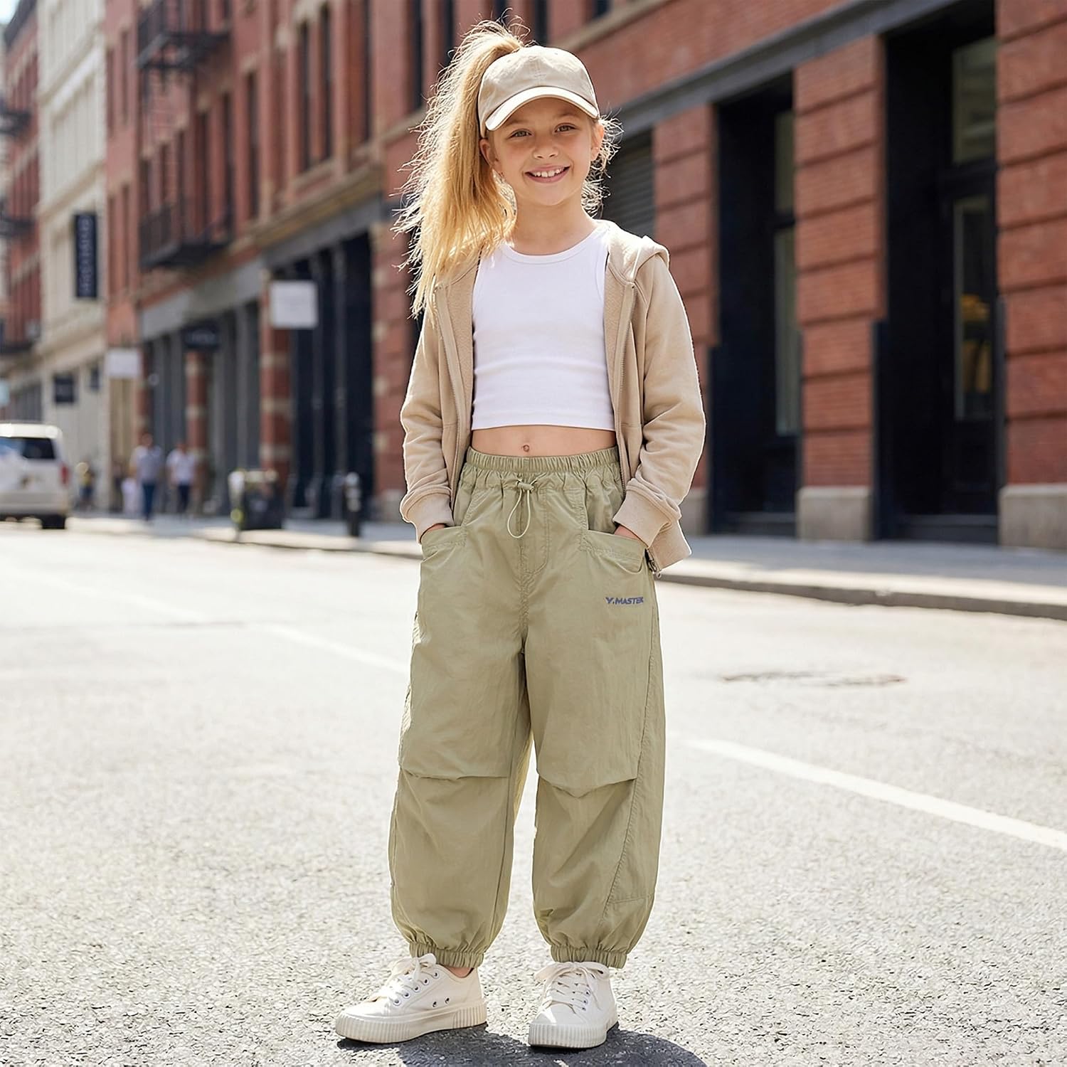 Girls Parachute Pants Kids Park Strolls Wrinkle Free Baggy Trousers image 2