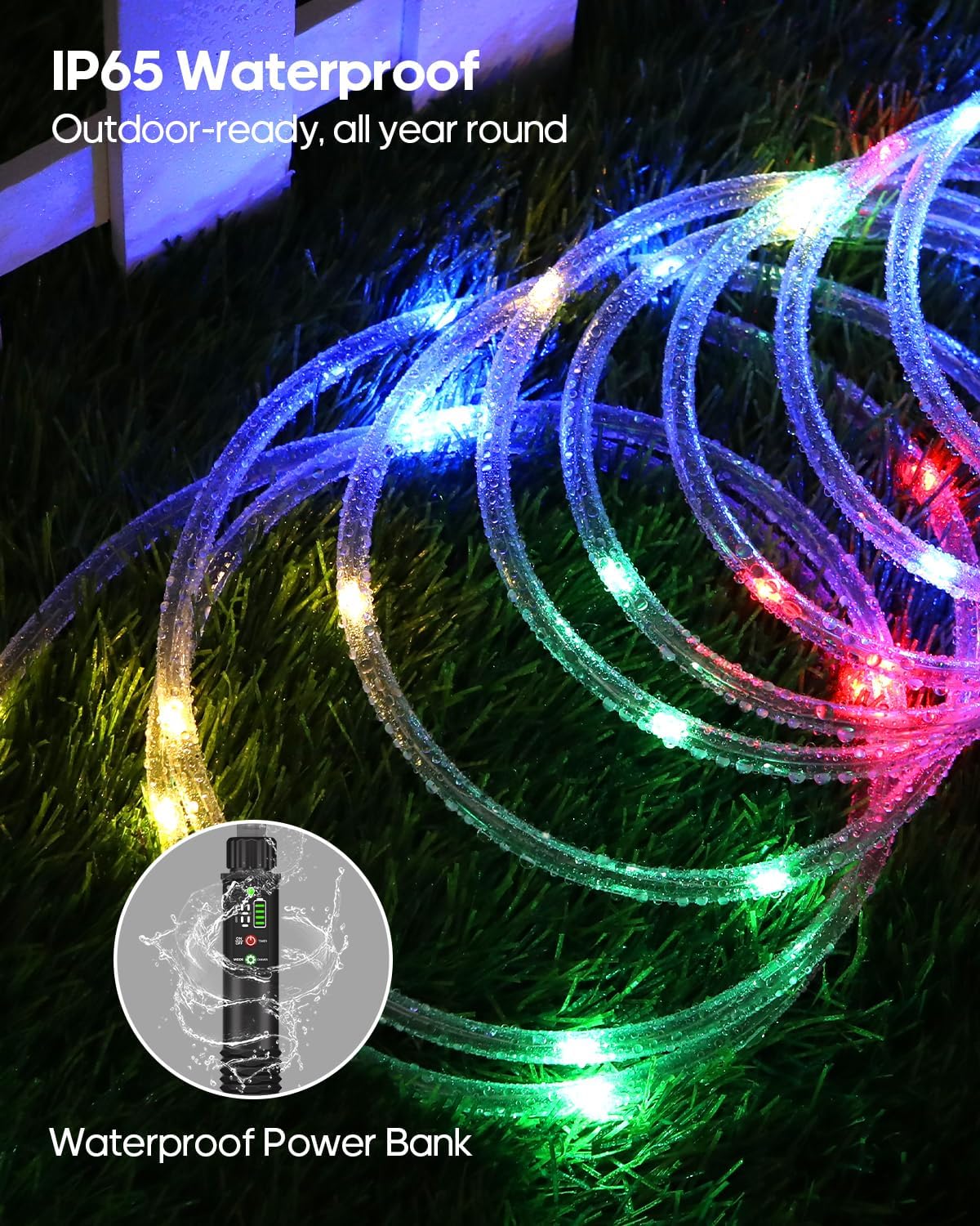 Rechargeable Rope Lights 2Pack + Solar Pathway Lights Outdoor 8Pack Bundle/Kits
