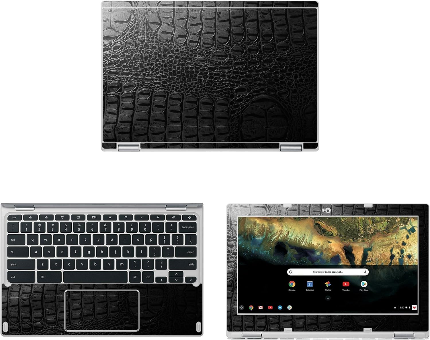 Decalrus - Protective Decal for Acer ChromeBook 11 CB3-132 (11.6" Screen) Laptop Crocodile Skin Pattern Texture Skin Skins Decal for case Cover wrap CROacerChrmbk11CB3_132Black