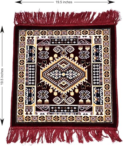 Miniatura 4 de ASHIRWAD Puja Aasan - Alfombra de terciopelo de lana Pooja Aassan de tela de meditación colchón Maroon Grande-1