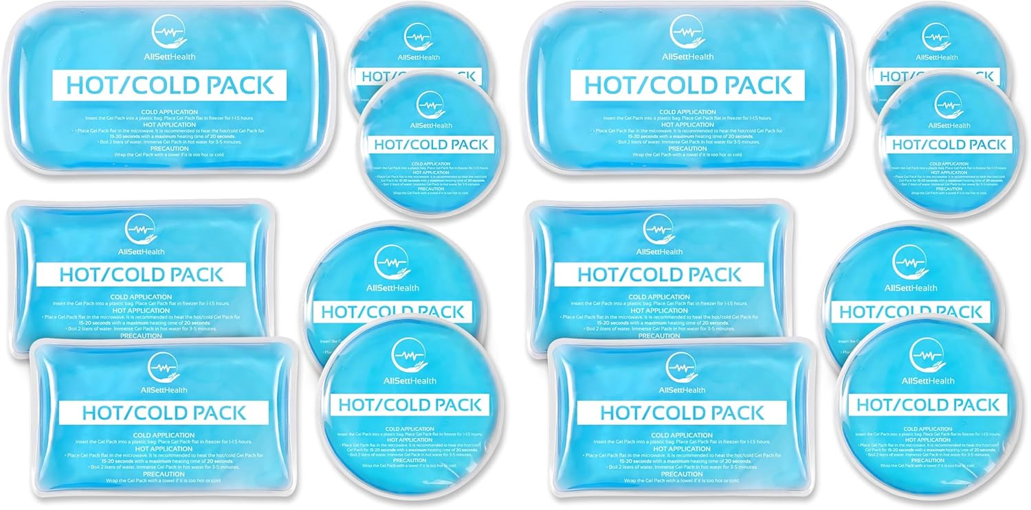 Reusable Hot and Cold Gel Ice Packs for Injuries - Gel Cold Packs for Injuries - Multiple Shapes and Sizes 7 Variety Pack (Pack of 2)