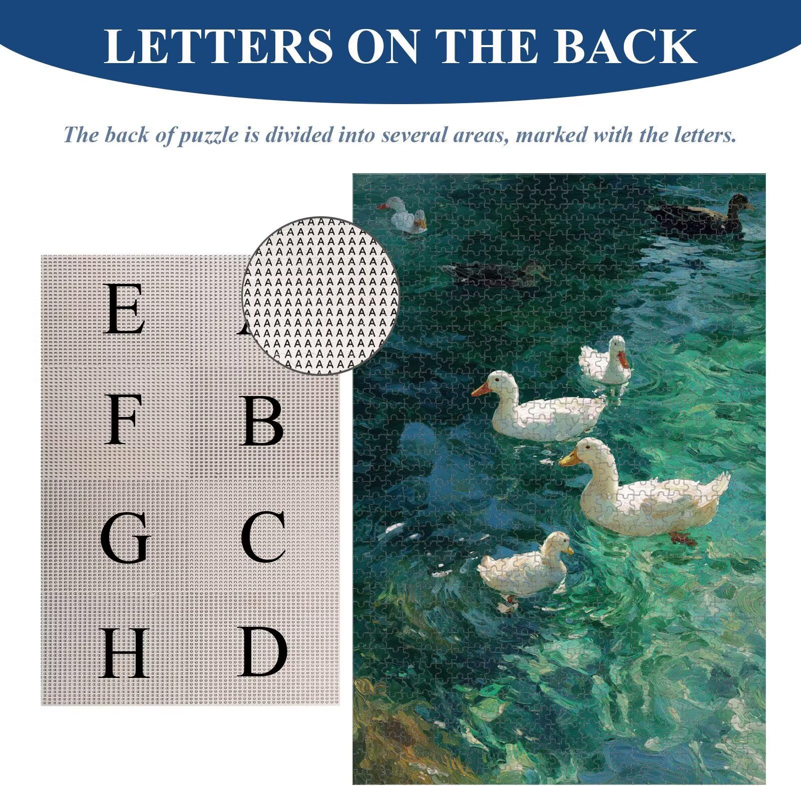 Puzzle 1000 Pièces, Canard & Vert Puzzle en Bois Durable 1T#1857 | Puzzle en Bois, Découpe de Précision, Encres aux Couleurs Vives, Loisir Relaxant, Décoration Intérieure, Cadeau, 50x75cm