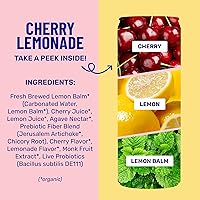 Vista 5 de Wildwonder - Bebida probiótica espumosa, paquete de 12 unidades, para la salud intestinal y el apoyo inmunológico, limonada de cereza, 0.18 oz