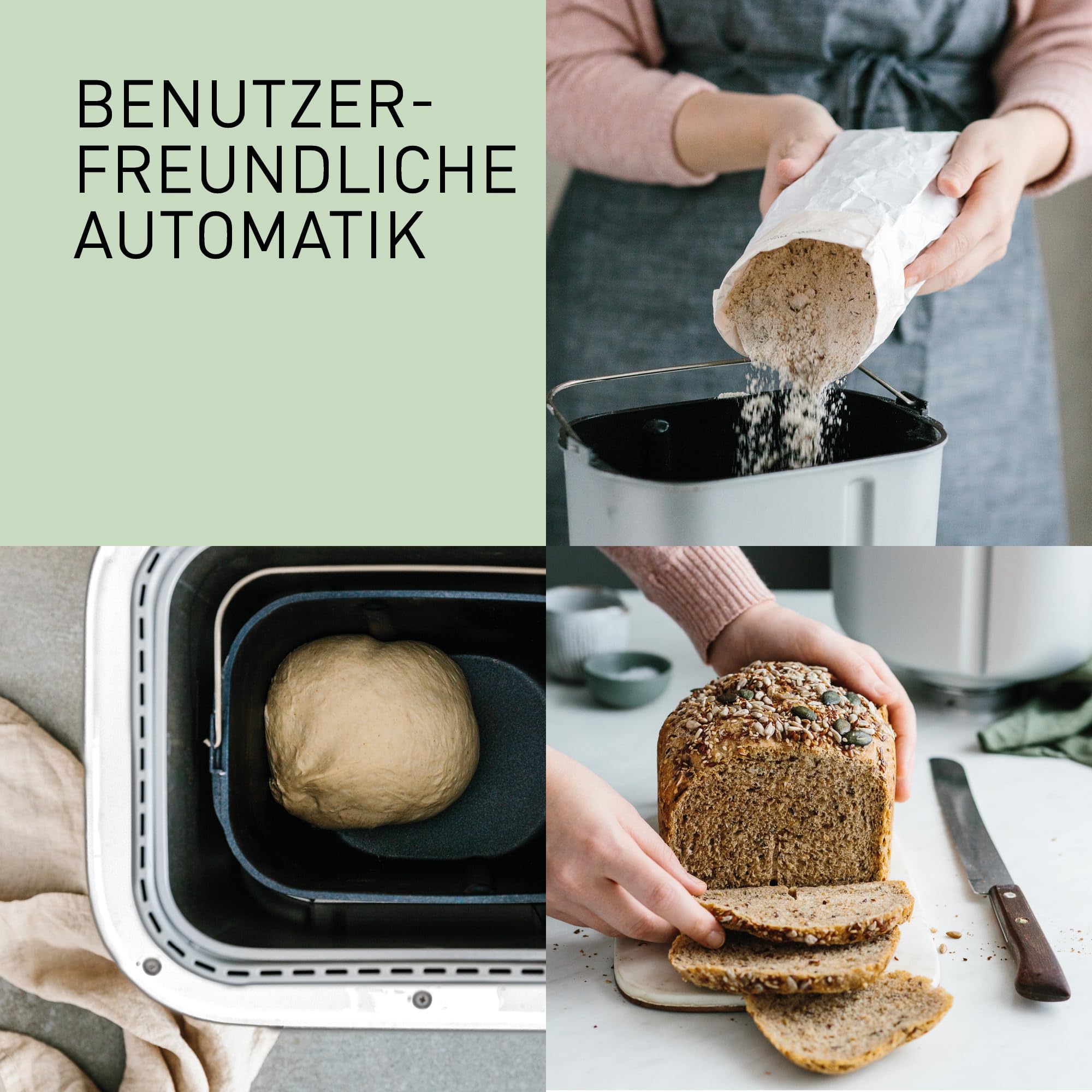 Panasonic SD-B2510W Vollautomatischer Brotbackautomat, 4 glutenfreie Programme, horizontales Design, 21 automatische Programme, 2 Temperatursensoren, 13 Stunden Zeitvorwahl, LCD-Display, Weiß