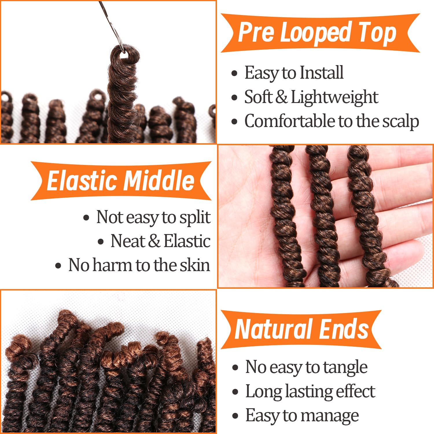 8 Packs Short Spring Twist Crochet Hair 4Inch Pretwisted Passion Twist Crochet Hair Curly Pre Looped Crochet Braids Hair Bomb Twist Kids Crochet Hair for Black Women (4 Inch, T30#)