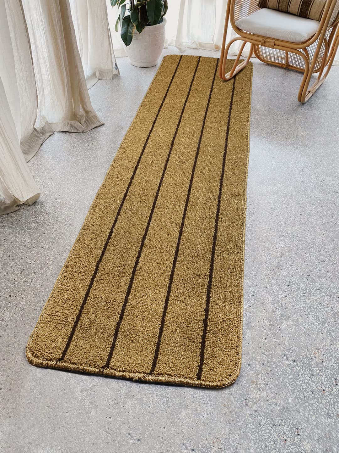 Saral Home Striped Soft PP Yarn Durable & Washable Multipurpose Runner for Home/Kitchen/Living Area/Lobby/Office Entrance with Anti Skid Backing (Gold, 43 Cm X 180 Cm) (B084TM2VLF) Amazon Price History, Amazon Price Tracker