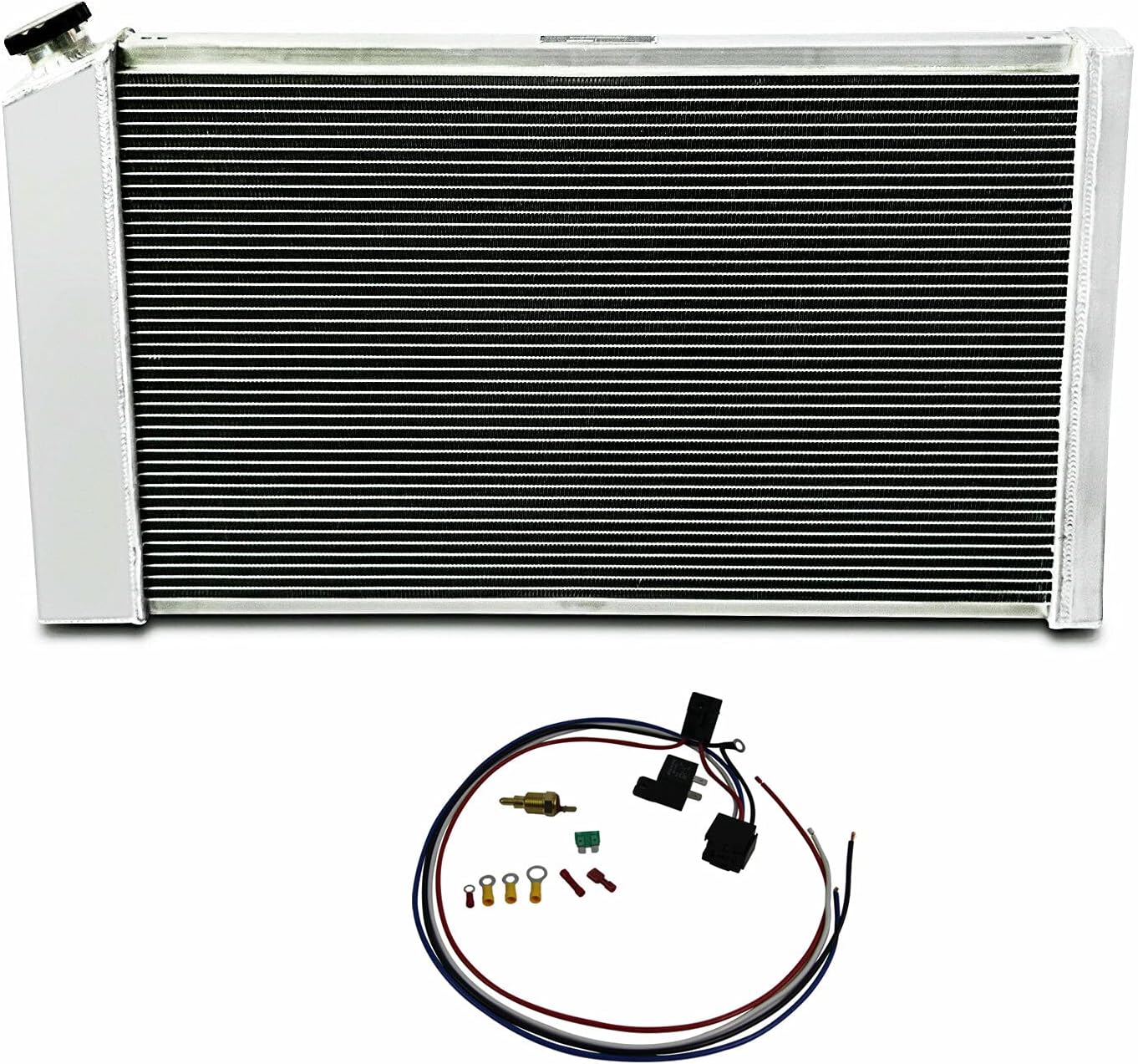 3 Rows Radiator For 1973-1990 Chevy Impala Caprice C10 C20 C30 K10 K20 K30 Suburban Pickup El Camino Malibu GMC Jimmy,Full Aluminum Radiator+Shroud +Fans+Relay AT MT