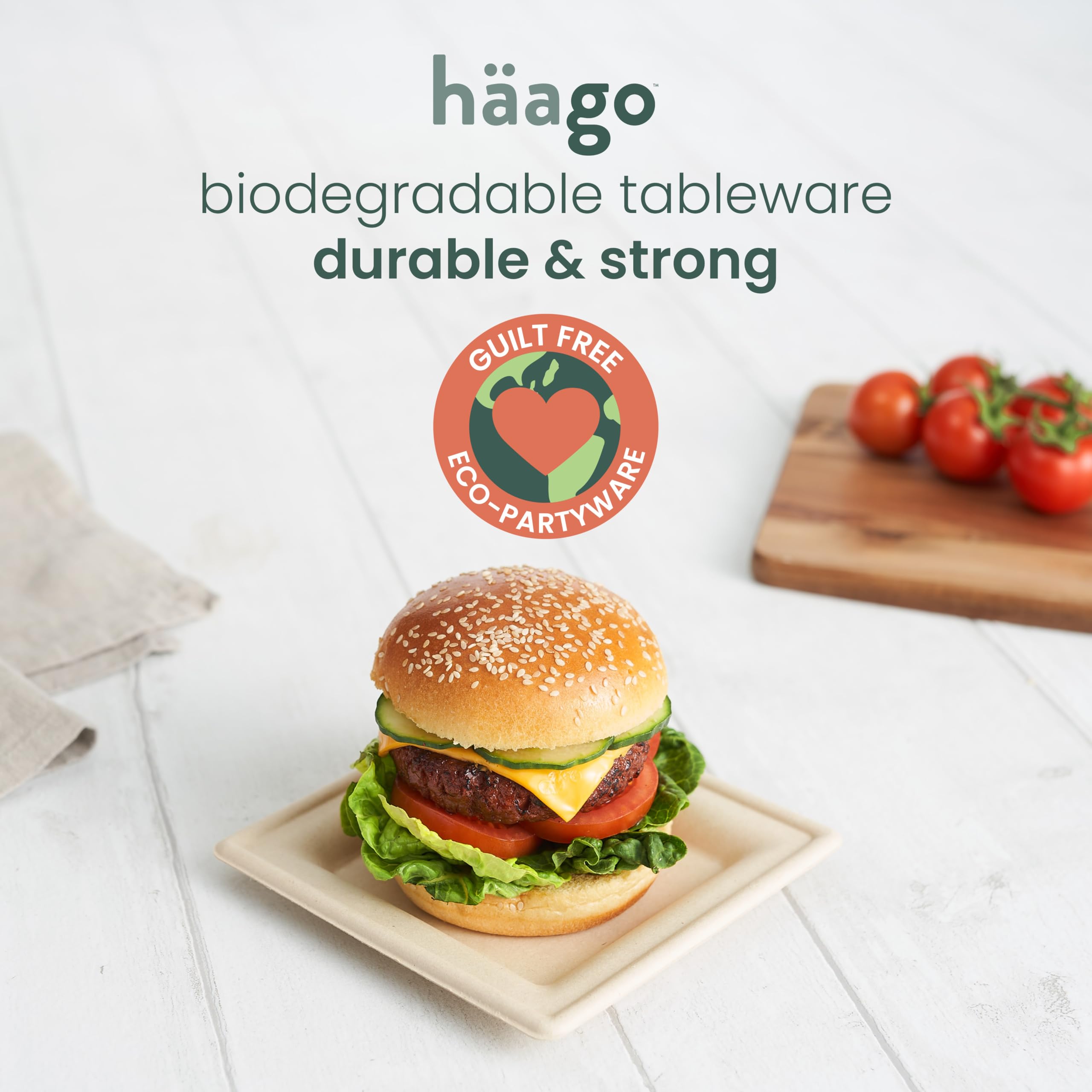 HAAGO 90 Talerze z Bagassą z Trzciny Cukrowej (15cm) - Ekologiczny i Kompostowalny