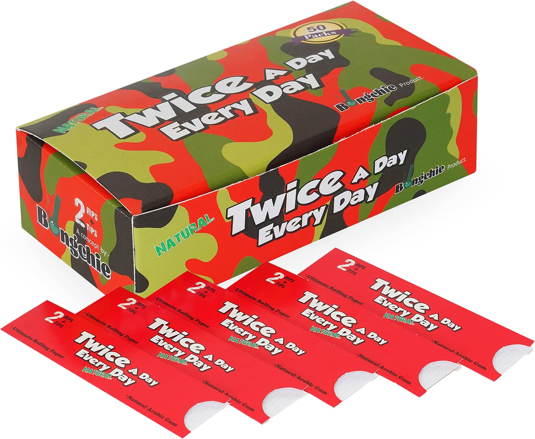 Bongchie/Natural/twice a day everyday / 2 rips + 2 tips/camouflage(smoking rolling Paper)