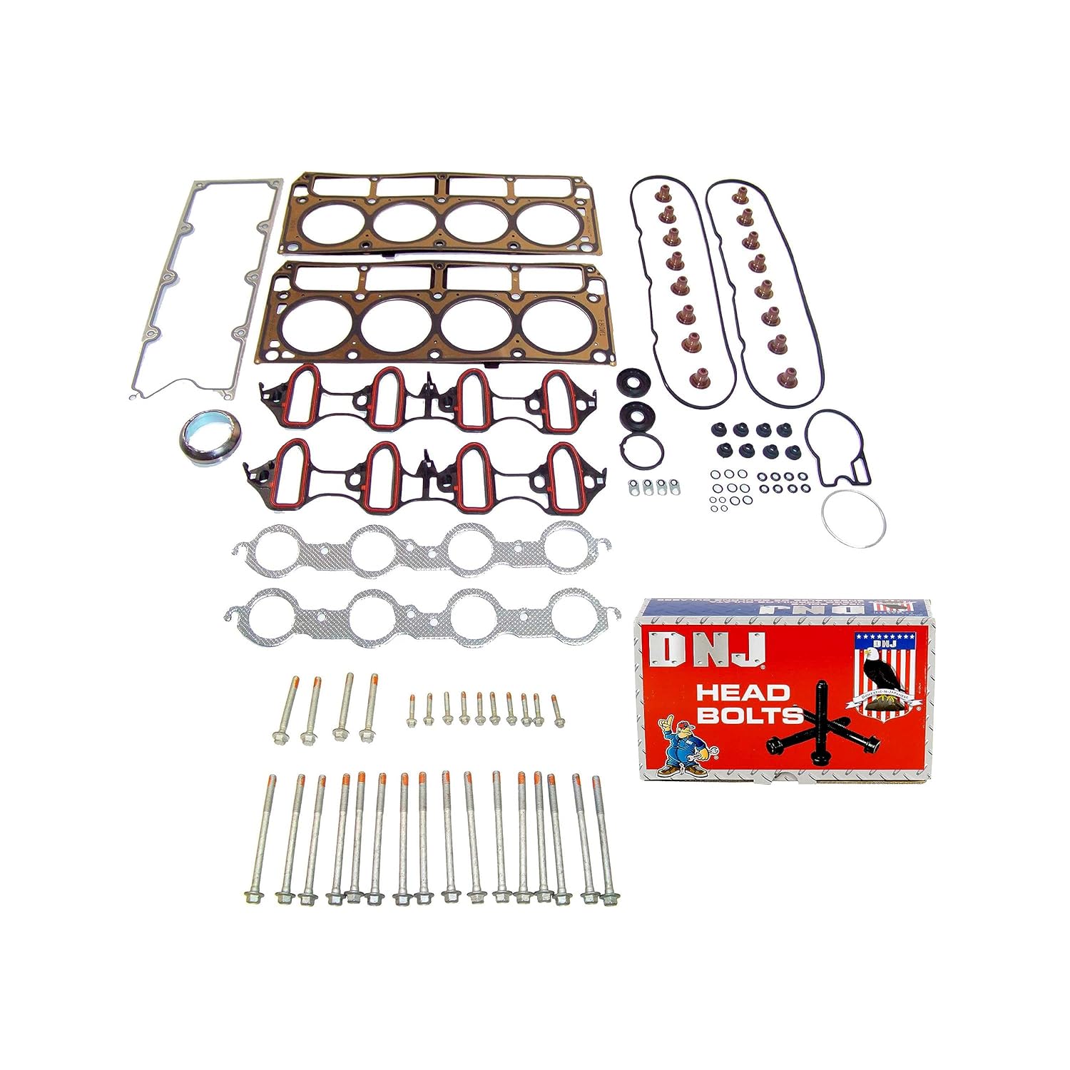 DNJ HGB3168 Cylinder Head Gasket Set with Head Bolt Kit for 2002-2006 Chevrolet Silverado 1500 5.3L 5328cc 325cid V8 OHV