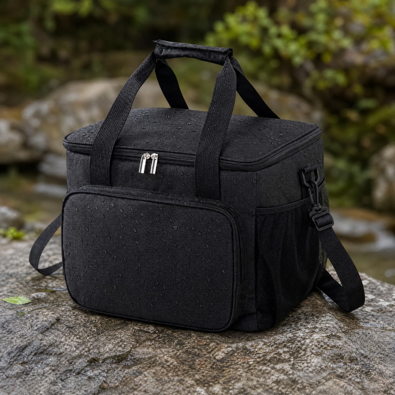 Amagogo c à Déjeuner Isotherme 25 Grande Capacité c à Déjeuner Isotherme Poche Zippée Avant Résistant pr Déchirures pr Que-Nique, Bleu Marine, 25L
