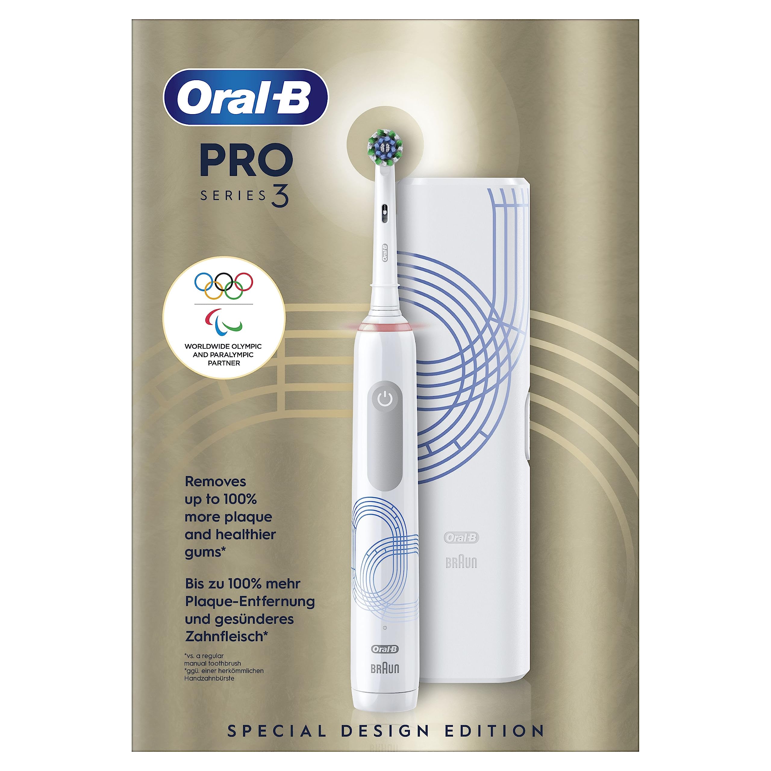 Oral-B Pro Series 3 Spazzolino Elettrico, Testina, Custodia, Bianco | 1 Testina di Ricambio per Spazzolino Elettrico, Ricaricabile, Custodia da Viaggio, Gengive Protette, Pulizia Denti Efficace