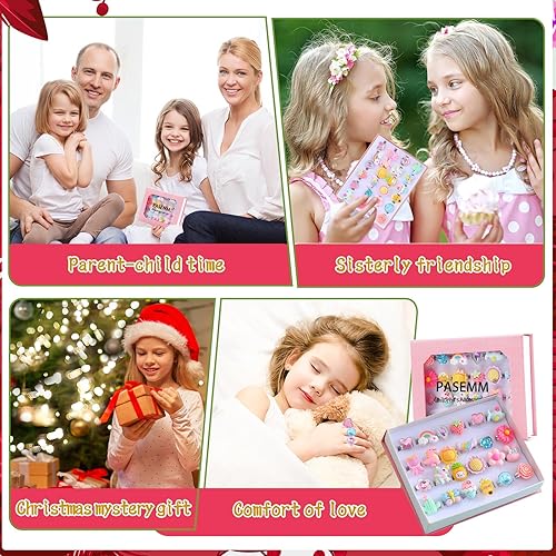 Miniatura 4 de 24 anillos de joyería para niña, ajustables, sin duplicación, anillos de juego para niños en caja, anillos de juego de simulación y disfraces para