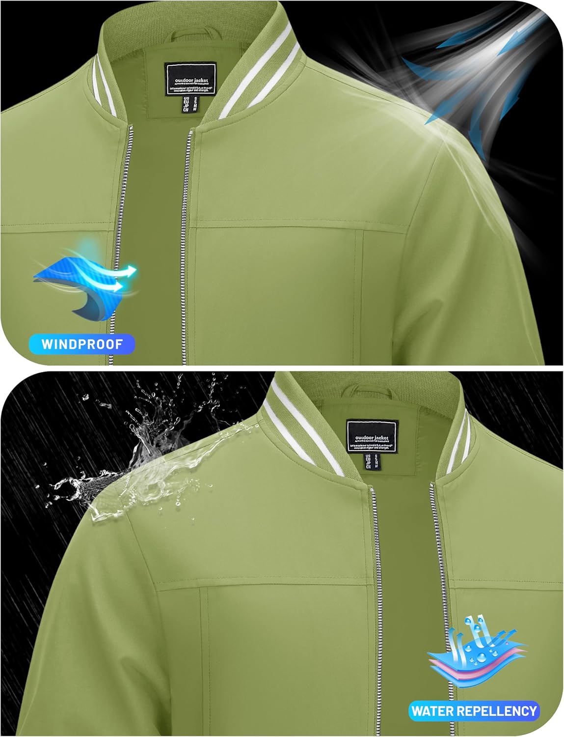 TACVASEN Mens Jacket Bomber Lightweight Windproof Coat for Daily Wear image 5
