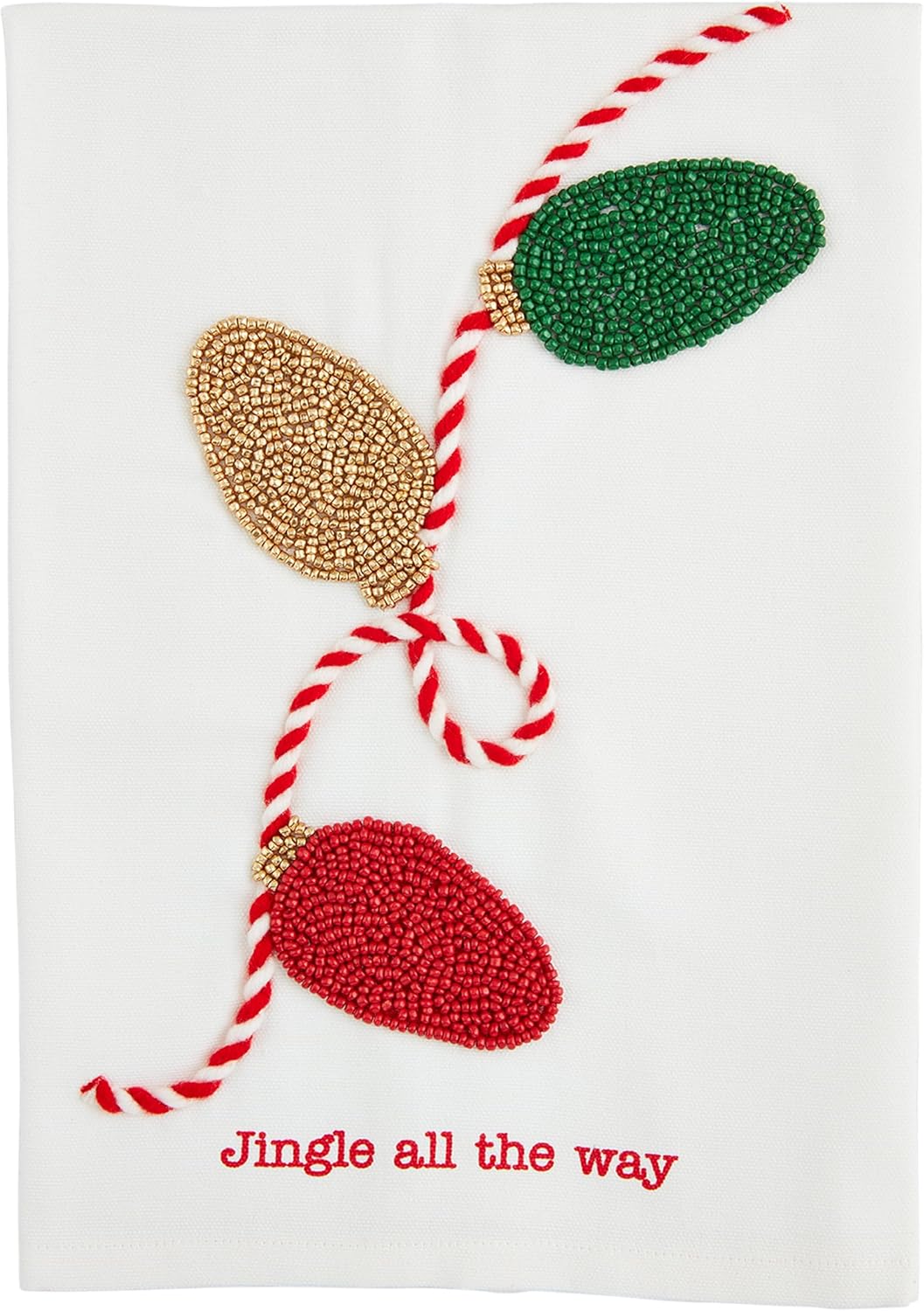 Mud Pie Christmas Bead Towel, Lights, 21" x 14"