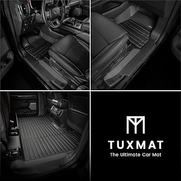 TuxMat - for Ford F150 Lightning Without Rear Seat Storage 2022-2026 Models - Custom Car Mats - Maximum Coverage, All Weather, Laser Measured - This Full Set Includes 1st and 2nd Rows