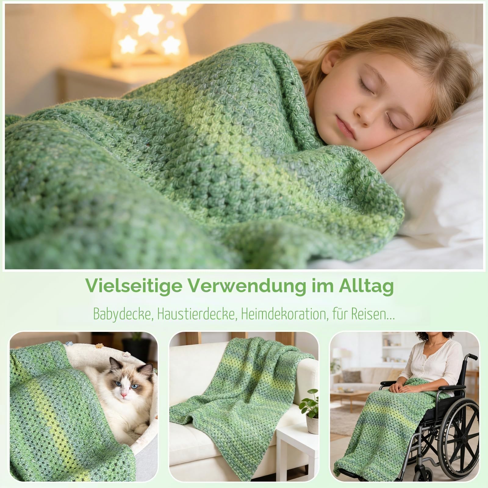 Aeelike Häkelset für Anfänger, Crochet Set Decke Erwachsene