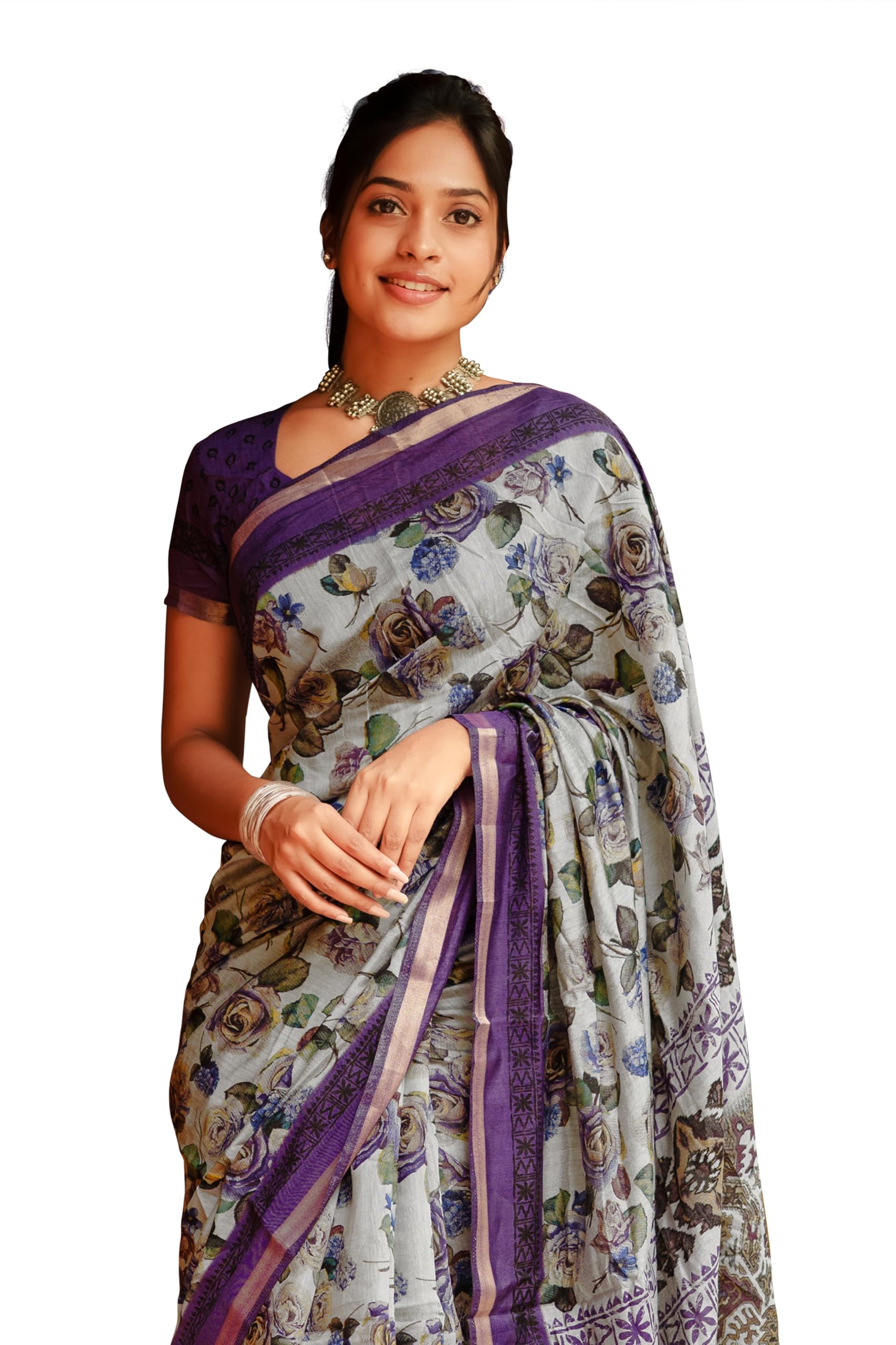 mirchi fashion Women's Pure Cotton Printed Saree with Blouse Piece-picture-23