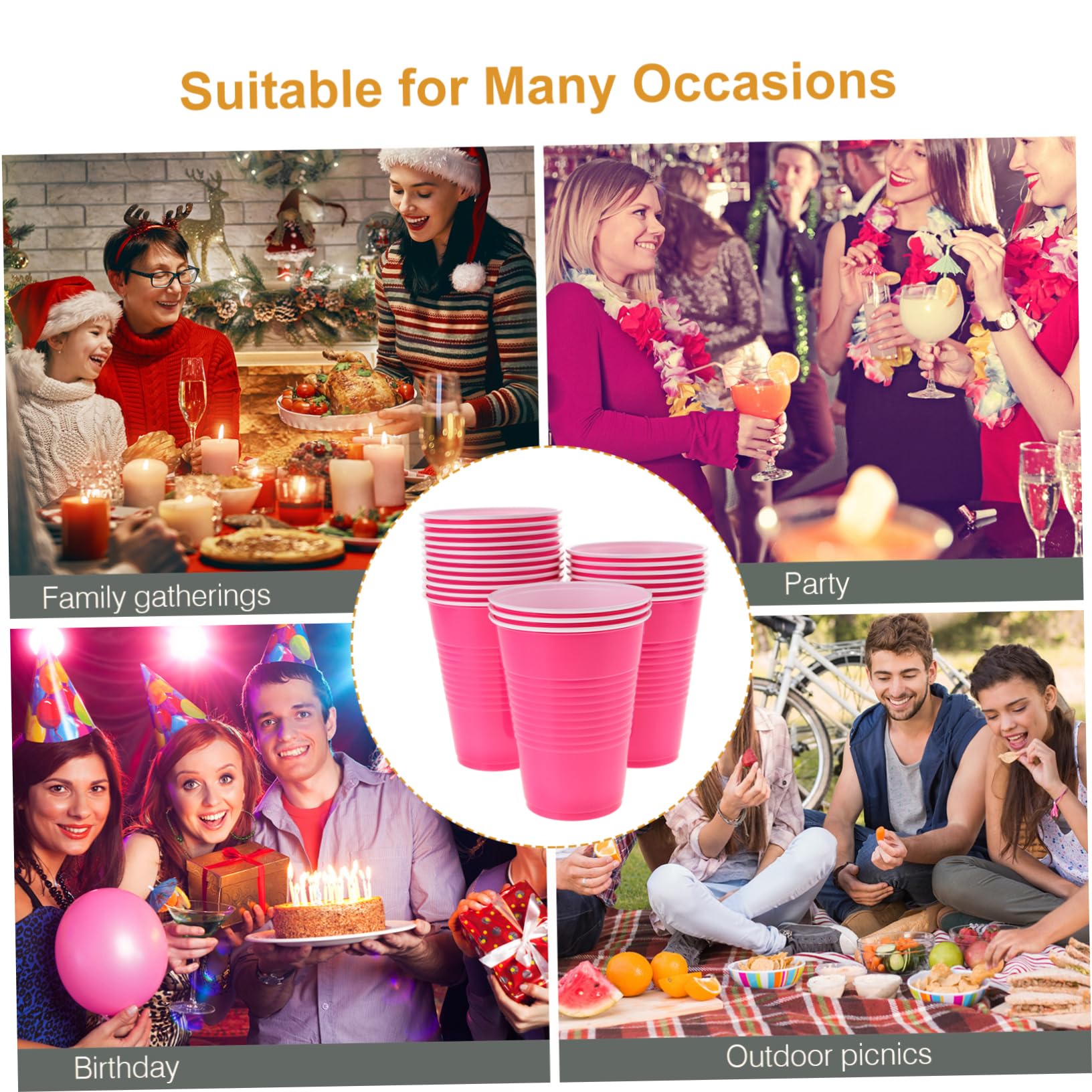 NAMOARLY 20pcs Plastic Drinking Cups Small Beverage Cups Stackable Water Tumblers Holiday Party Cup Decorative Cups Hot Drinking Cups Neon Cups Snow 16oz Disposable Disk Human Use re-usable