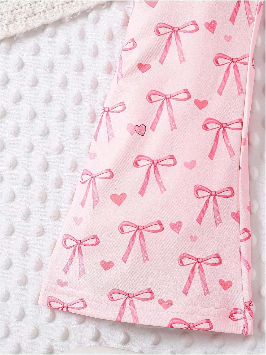 OYOANGLE Toddler Girl's Bow Print Bell Bottom Pants Elastic Waist Cute Flare Leg Trousers Casual Comfy Bootcut