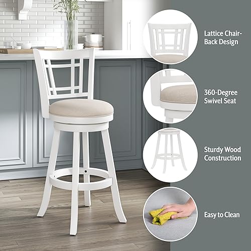 Miniatura 4 de Hillsdale Fairfox 30.5" Wood Swivel Bar Height Stool, White Blanco,Natural,Negro,Cepillo de alambre azul,Roble,https://www.amazon.com/dp/undefined