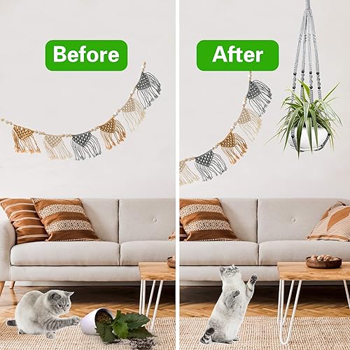 Vista 77 de Augshy 2 ganchos colgantes para plantas, para decoración de interiores y exteriores, macramé con 4 ganchos (35 pulgadas)