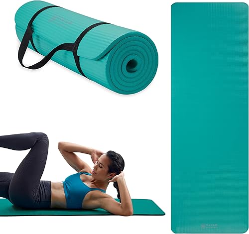 Vista 43 de Gaiam Essentials 2/5" Thick (10mm) Yoga & Pilates, Fitness & Exercise Mat with Easy-Cinch Carrier Strap Cushion Support For Fitness and Gym Workouts