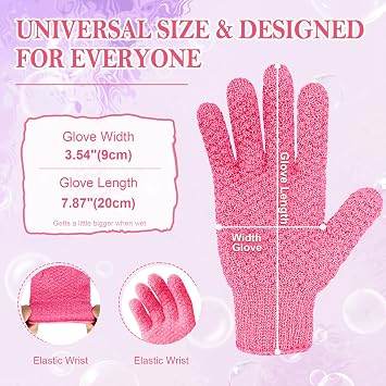 Exfoliating Glove 3 TEXTURES Shower Gloves, Natural Loofah