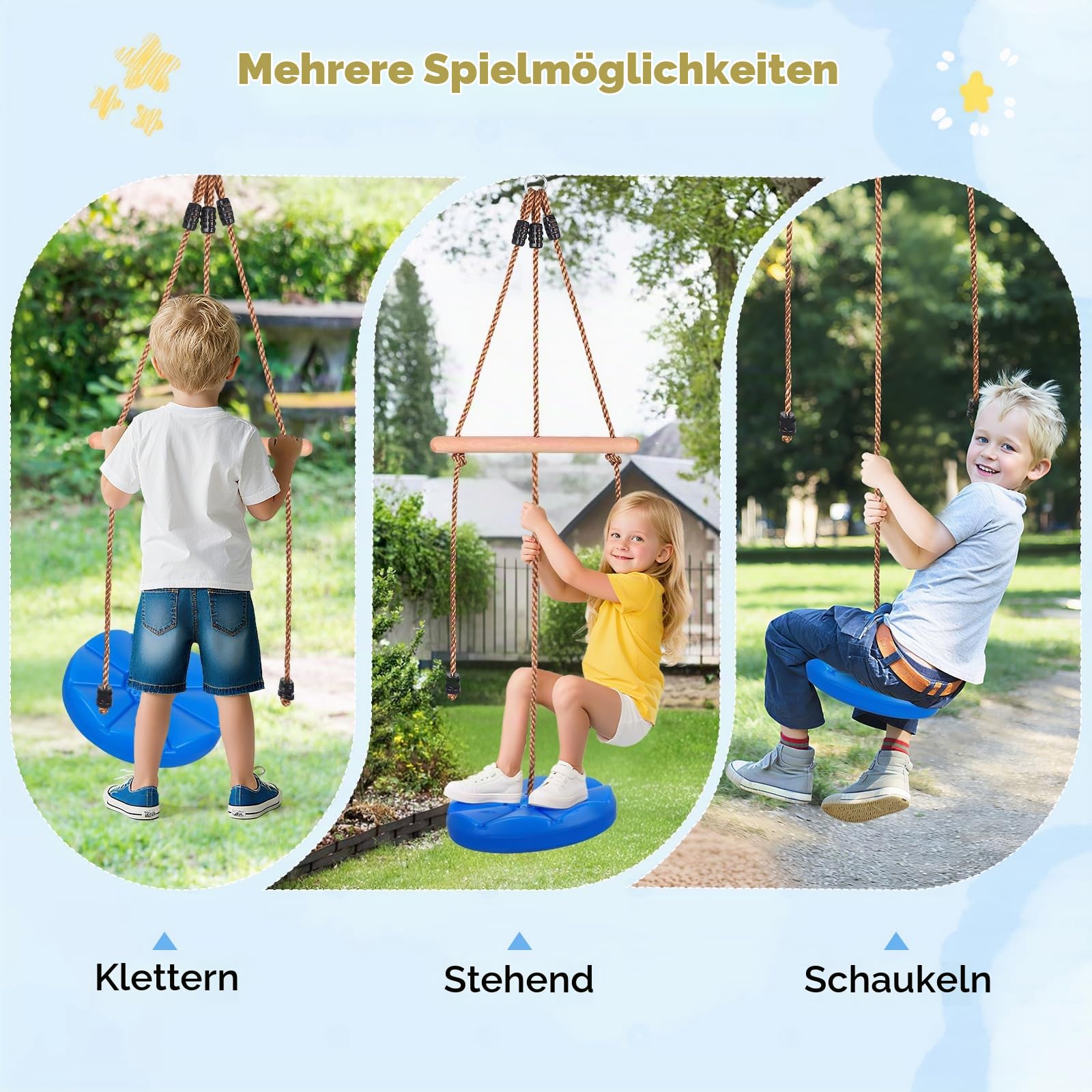 47.24" Nestschaukel Outdoor, Höhenverstellbar, Abnehmbares Kissen, 900D Oxford-Gewebe, Robuste Seile mit Tragfähigkeit bis 300 kg (661 lbs), Tellerschaukel für Outdoor & Indoor
