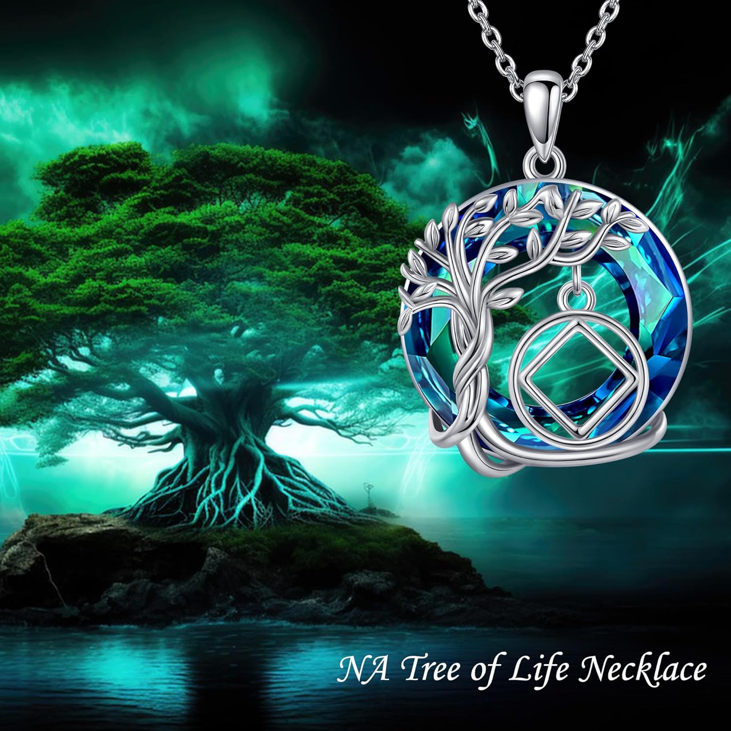 AA NA Gift Necklace Sterling Silver Alcoholics Anonymous/Narcotics Anonymous Recovery Symbol Necklace Tree of Life NA AA Sobriety Pendant Jewelry for Women - Image 6