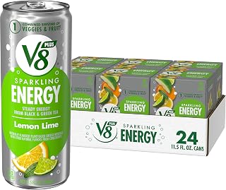 V8 +SPARKLING ENERGY Lemon Lime Energy Drink, Made with Real Vegetable and Fruit Juices, 11.5 FL OZ Can (6 Packs of 4)