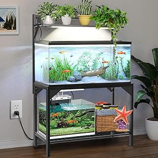 40 Gallon Fish Tank Stand – Aquarium Stand with Power Outlets, 37.7" x 19.2" x 58.66", Heavy-Duty Metal Tank Stand, 40 Gallon Reptile Tank Stand for Home Office – Tank Not Included (Black)