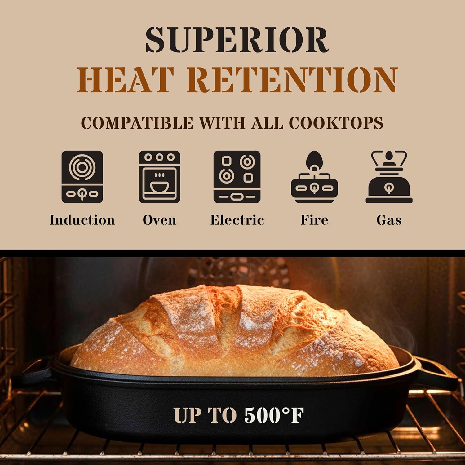 Cuisiland Large Heavy Duty Pre-seasoned Cast Iron Bread & Loaf Pan - A perfect way for baking - Image 6
