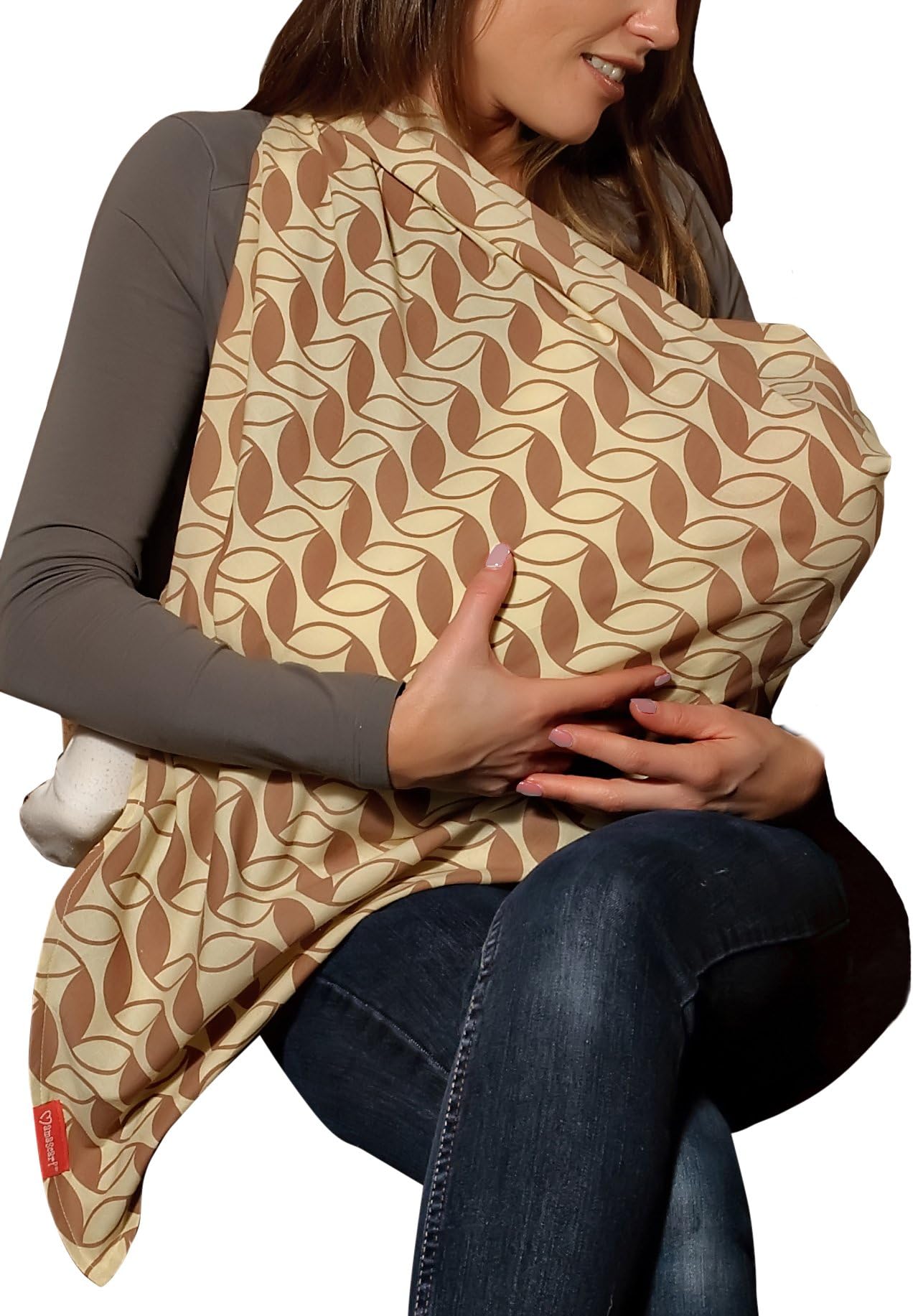 Mamascarf - Nursing and Breastfeeding Cover - Lightweight 100% Cotton. (Retro Leaf Print)