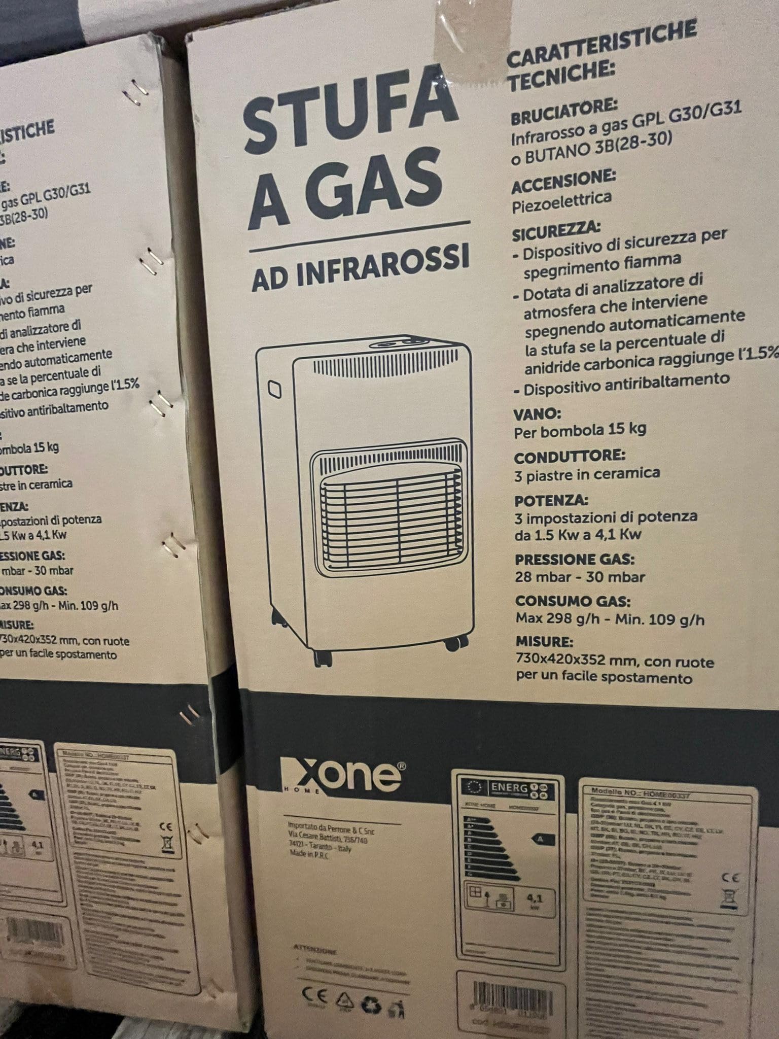 XONE Kit Stufa GPL + REGOLATORE Bassa Pressione Fissa + Fascette | Potenza Stufa da 1.5kw a 4.1kw, Pressione Gas 28-30 mbar, Riscaldamento rapido, Risparmio energetico