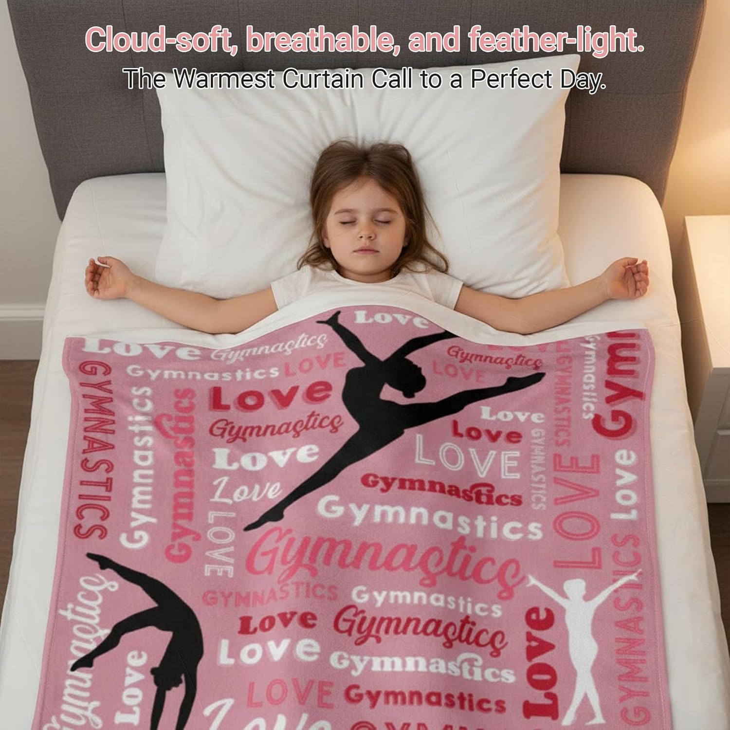 Gymnastics Blanket for Girls & Women, Flannel Throw for Gymnasts Team, Gymnastics Gift Idea (Pink,40"x50") - Image 4