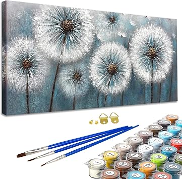 YALKIN Paint by Numbers Kit for Adults, Dandelion Adultspaint-by-Number Kits on Canvas, DIY Acrylic Oil Painting by Numbers Kits, Perfect for Home Decor, Gifts 16x36in