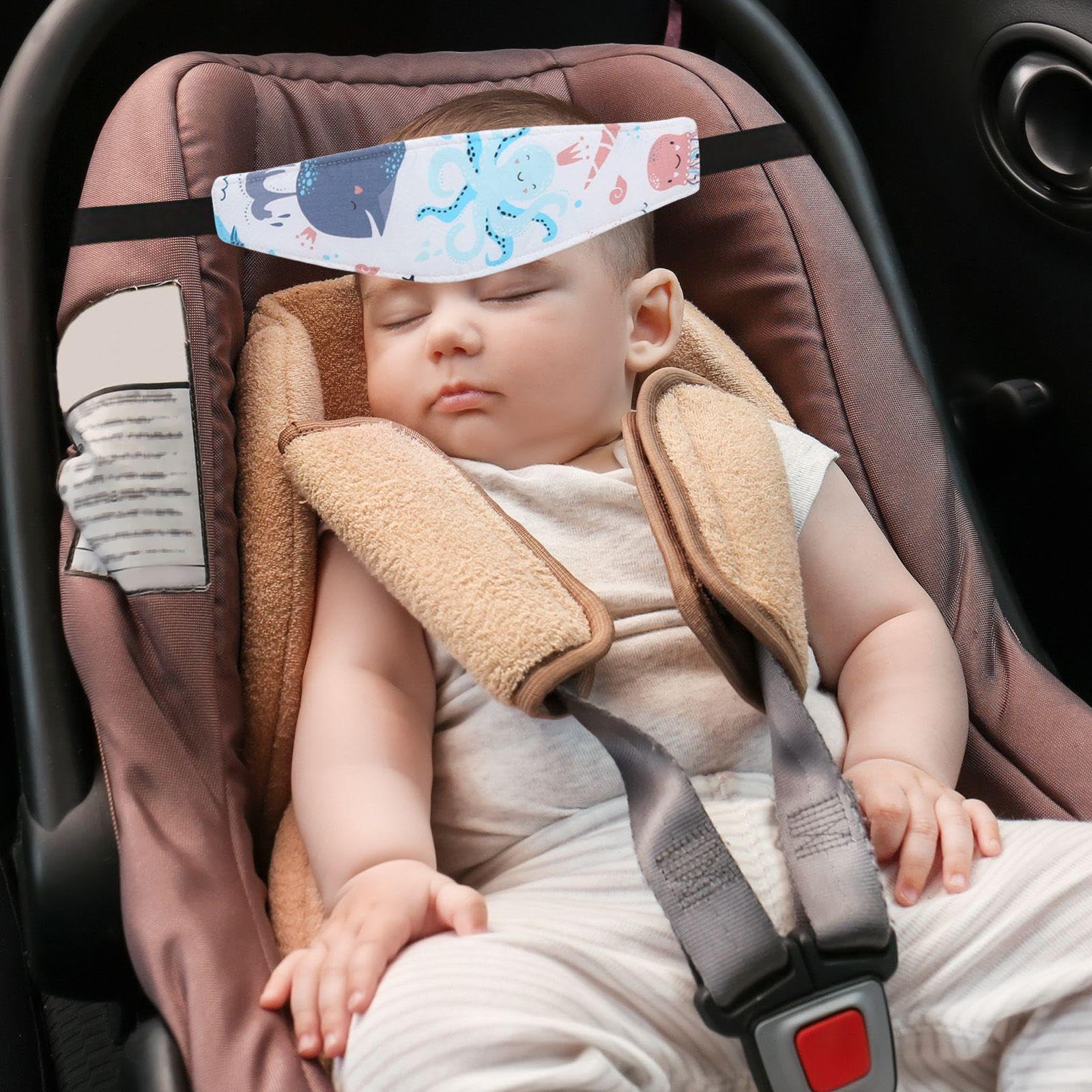 Cintura Di Fissaggio Per La Testa Del Bambino Da 3 Pezzi, Poggiatesta Per Seggiolino Auto, Cintura Ausiliaria Per Maschera Per Gli Occhi Per Dormire, Prodotti Per Bambini.