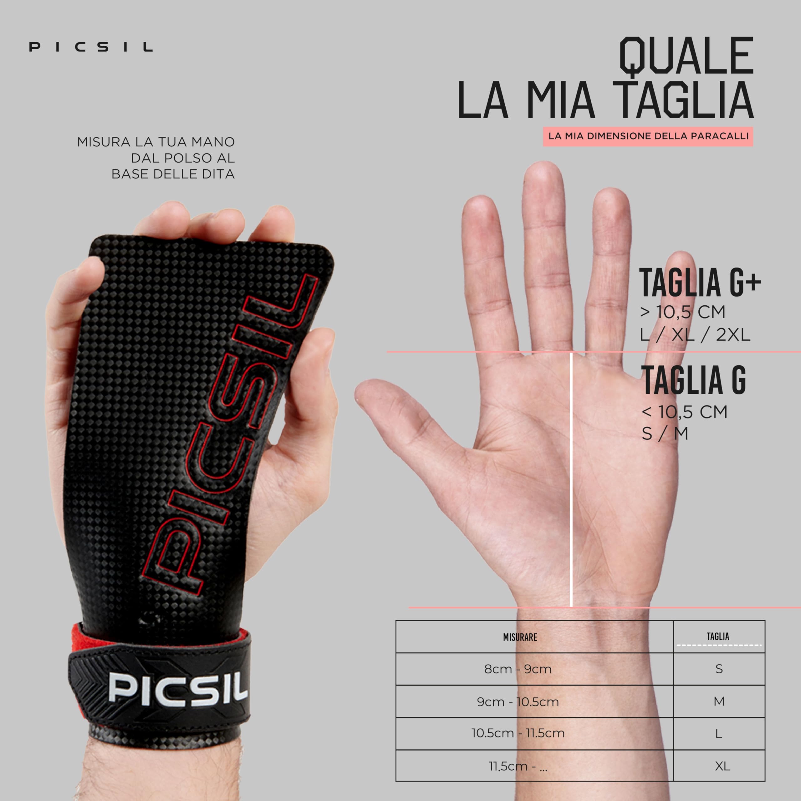 PICSIL RX Grip Pad per Cross Training, Carbon Grip, Manopole Paracalli per Palestra, Box, Sollevamento Pesi, Ginnastica, Prevengono Vesciche e Strappi, Maggiore Resistenza e Protezione, Unisex