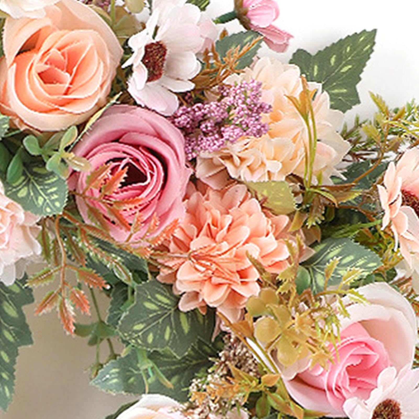 Ausla Ghirlanda Primaverile Artificiale con Ortensie e Rose, Ghirlanda | Materiale per Fiori di Seta, per Uso Interno Ed Esterno, Decorazione da Parete o Sfondo per Feste, Facile Manutenzione,