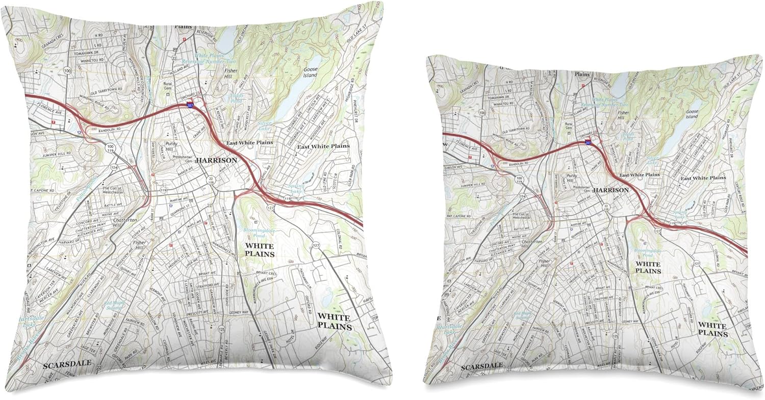 White Plains NY Map (2018) Throw Pillow