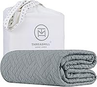 ThreadmillHomeLinen 100% Cotton Queen Size Blanket Jacquard All-Season Lightweight Breathable Coverlet 90x92 Scottish Grey