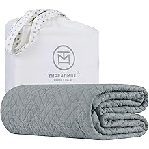 Threadmill Luxury Cotton Blankets for Queen Size Bed | All-Season 100% Cotton Queen Size Blanket | Jacquard Cozy Lightweight, Soft Breathable Coverlet fits Full Size Bed, 90x92 | Scottish Grey