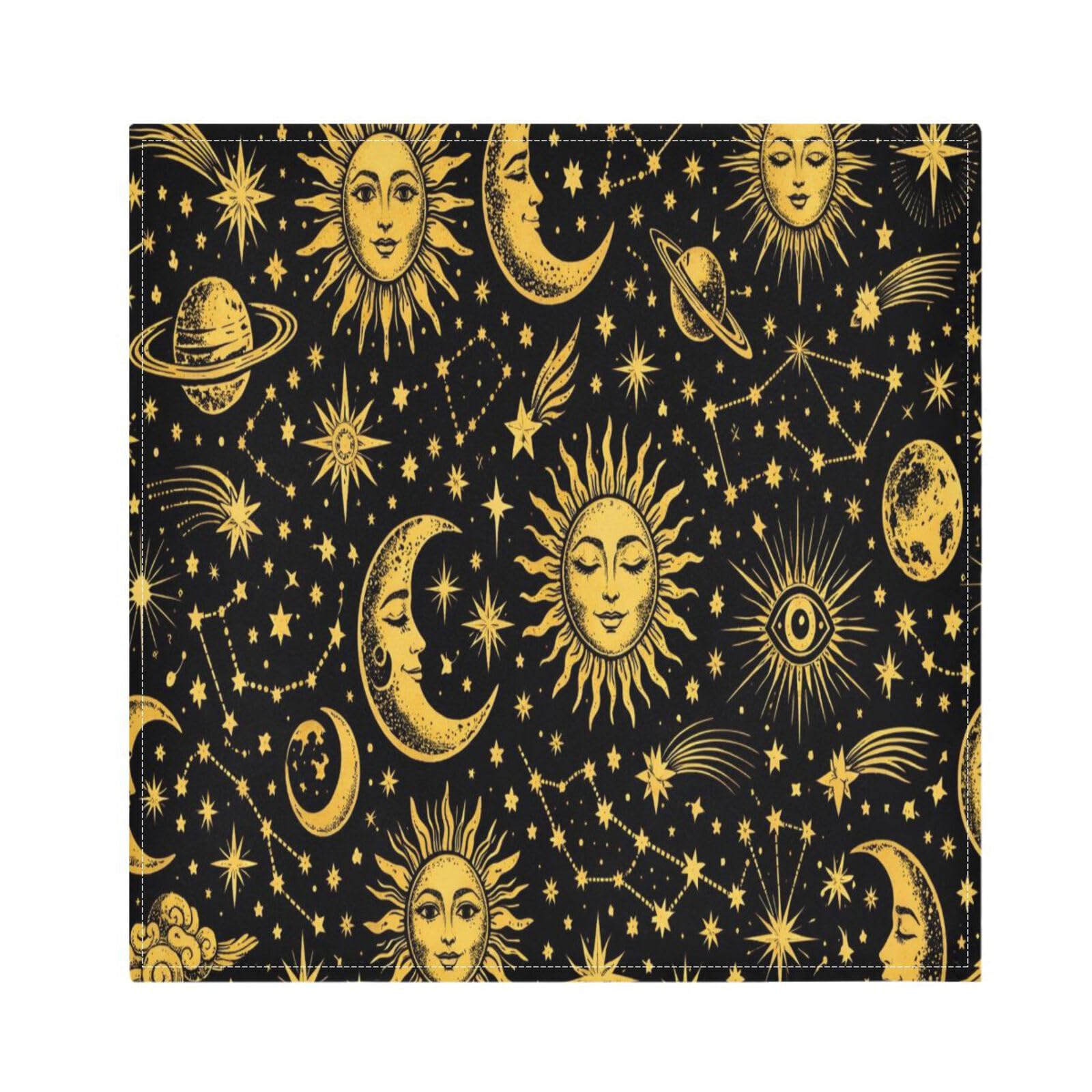 Ttgoth Sun Moon Cloth Napkin Set of 6 Washable & Reusable Dinner Napkins for Dining Table, Banquets, Wedding, Party, 50x50 cm